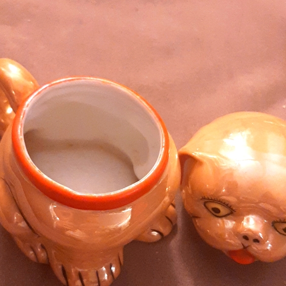 Antique Japanese luster bull dog cream & sugar - Picture 4 of 5